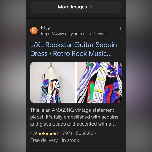 RARE vintage Rockstar Guitar beaded, sequined slip dress, size 12, VGUC - Picture 9 of 13